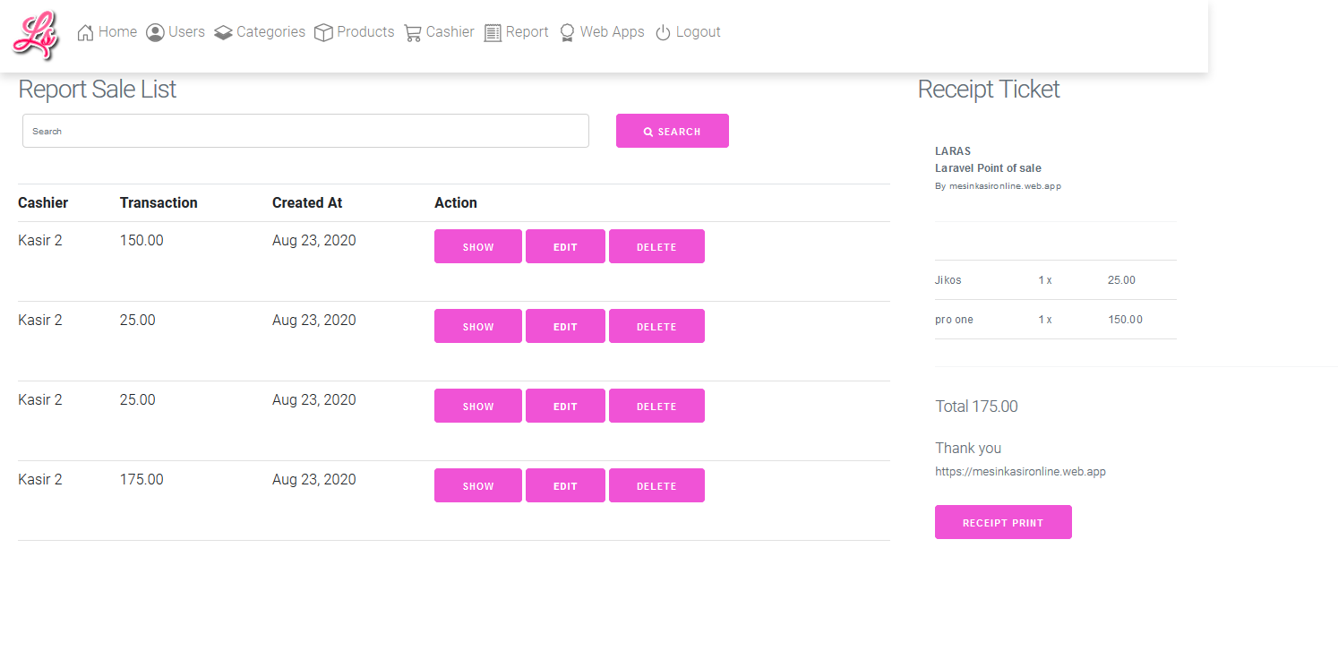 Laravel point of sale apps aplikasi kasir toko penjualan online